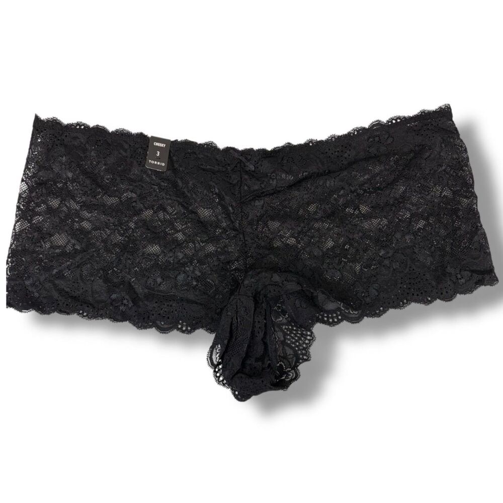 Torrid Black Floral Lace Cheeky Hipster Panty - Size 3 Lace Underwear NEW